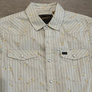 Howler Bros H Bar B Shirt Mens Small Vintage Grid Floral Pearl Snap Short Sleeve
